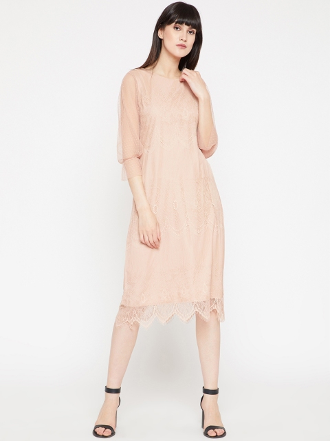 

Marie Claire Women Beige Self Design A-Line Dress