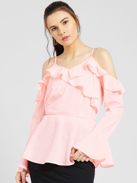 

MIWAY Women Pink Solid Peplum Top