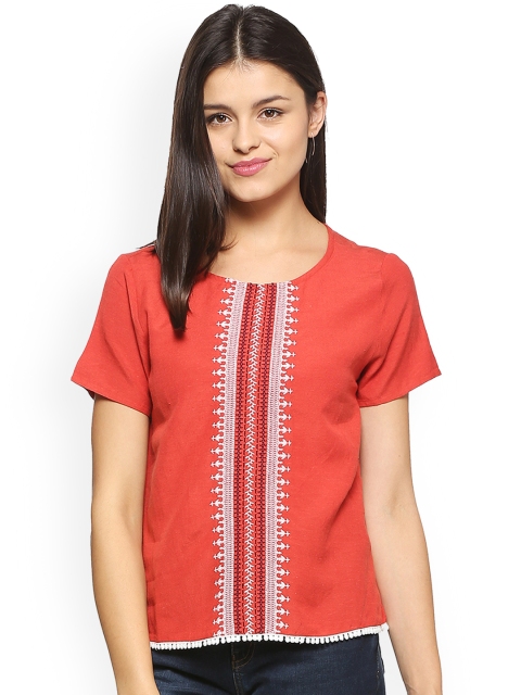 

People Women Orange Embellished Top