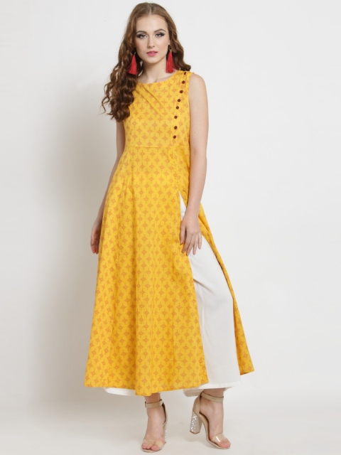 

Sera Women Yellow & White Printed Kurta with Palazzos