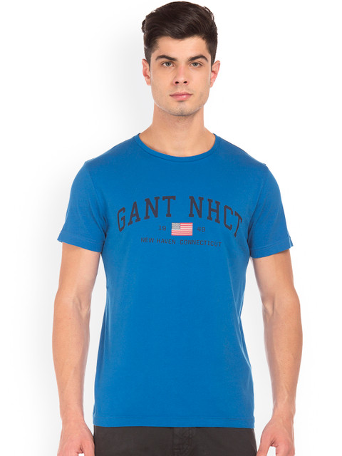 

GANT Men Blue Printed Round Neck T-shirt