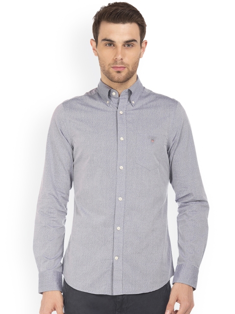 

GANT Men Navy Blue & Blue Slim Fit Printed Casual Shirt
