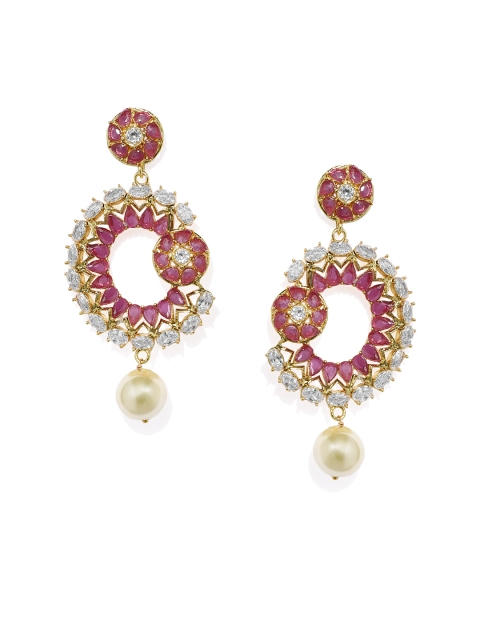 

Alamod Gold-Toned & White Classic Drop Earrings
