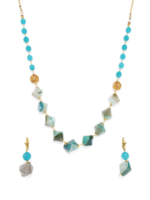 

Alamod Gold-Plated and Blue Stone Studded Jewellery Set