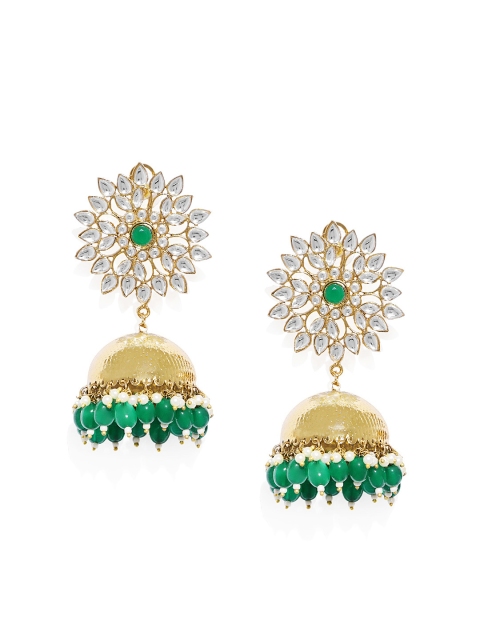 

Alamod Gold-Toned & White Classic Jhumkas