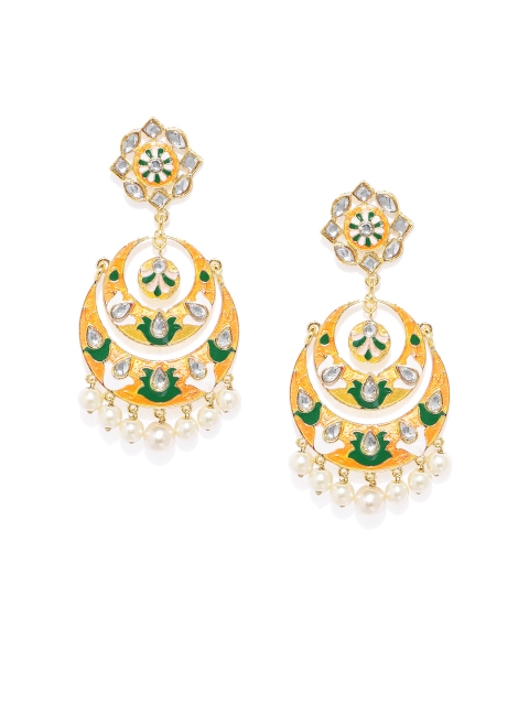 

Alamod Gold-Toned & Yellow Classic Chandbalis