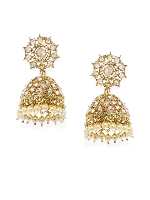 

Alamod Gold-Toned & White Contemporary Jhumkas
