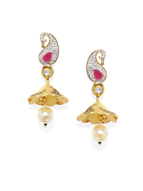 

Alamod White Gold-Plated Antique Dome Shaped Jhumkas