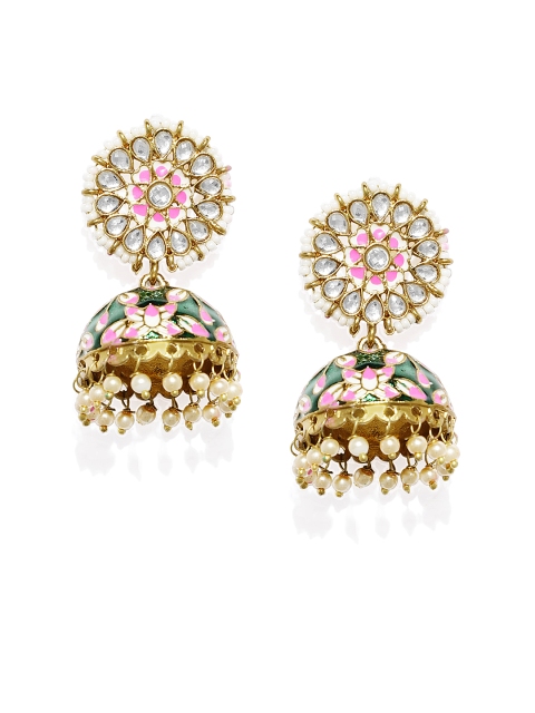 

Alamod White Gold-Plated Antique Dome Shaped Jhumkas