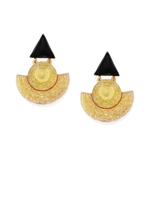 

Alamod Gold-Plated & Black Geometric Drop Earrings