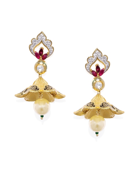 

Alamod Gold-Plated & Pink Classic Drop Earrings