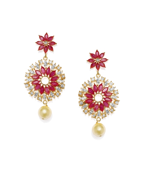 

Alamod Gold-Plated & Pink Floral Drop Earrings