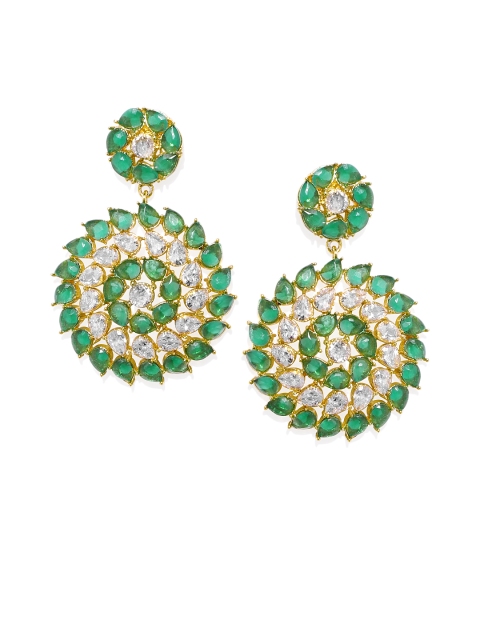 

Alamod Gold-Plated & Green Spherical Drop Earrings