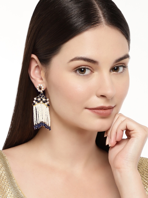 

Alamod Gold-Plated & White Contemporary Drop Earrings