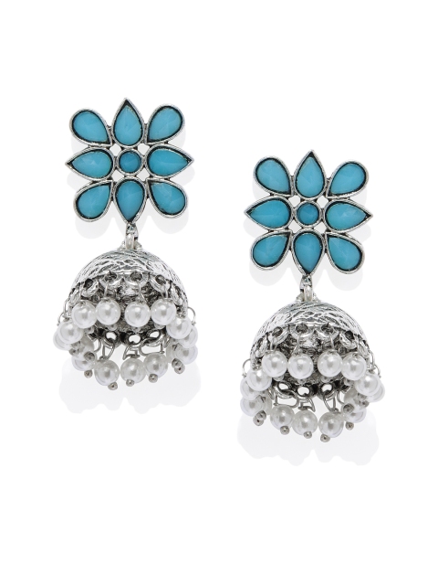 

Alamod Gold-Plated & Blue Dome Shaped Jhumkas, Metallic