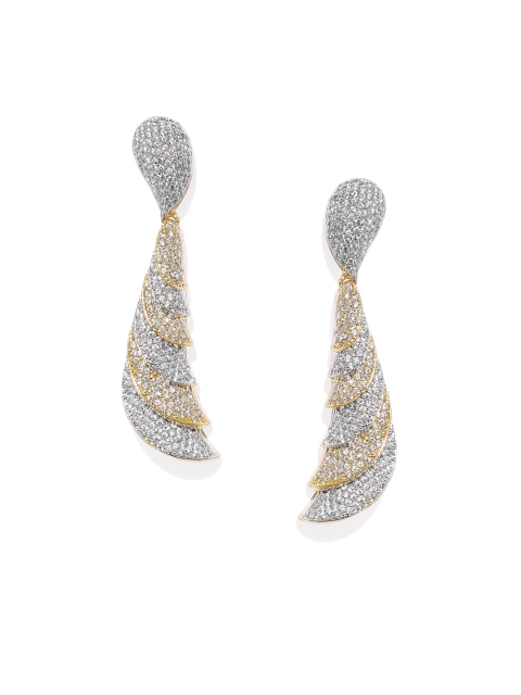 

Alamod Gold-Plated & White Contemporary Drop Earrings