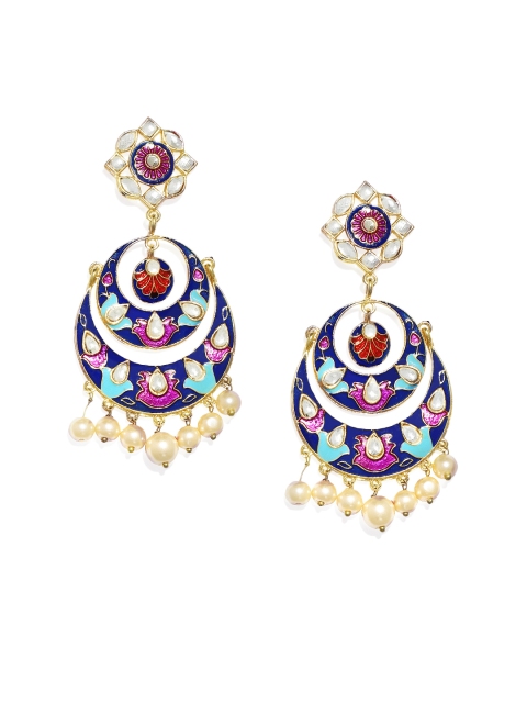 

Alamod Gold-Toned & Blue Classic Chandbalis