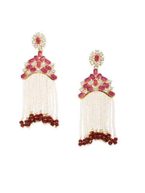 

Alamod Gold-Toned & Pink Classic Drop Earrings