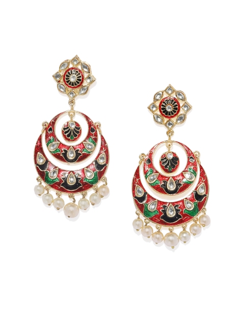 

Alamod Gold-Toned & Red Classic Chandbalis