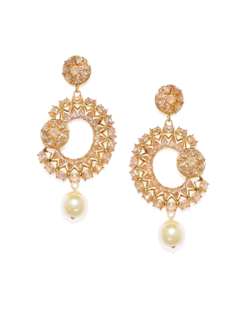 

Alamod Gold-Toned & White Classic Drop Earrings