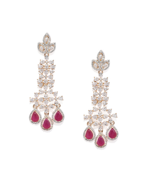 

Alamod Gold-Plated & Pink Contemporary Drop Earrings