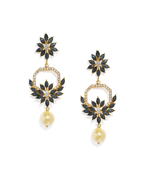 

Alamod Gold-Plated & Blue Classic Drop Earrings