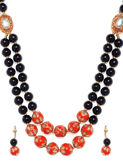 

Alamod Red & Black Gold-Plated Jewellery Set