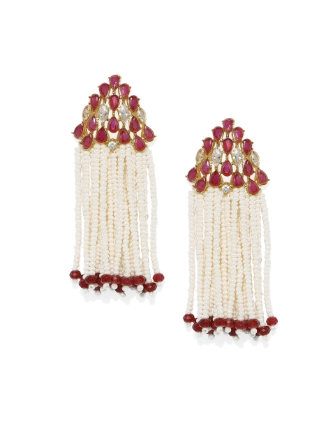

Alamod White & Maroon Classic Drop Earrings