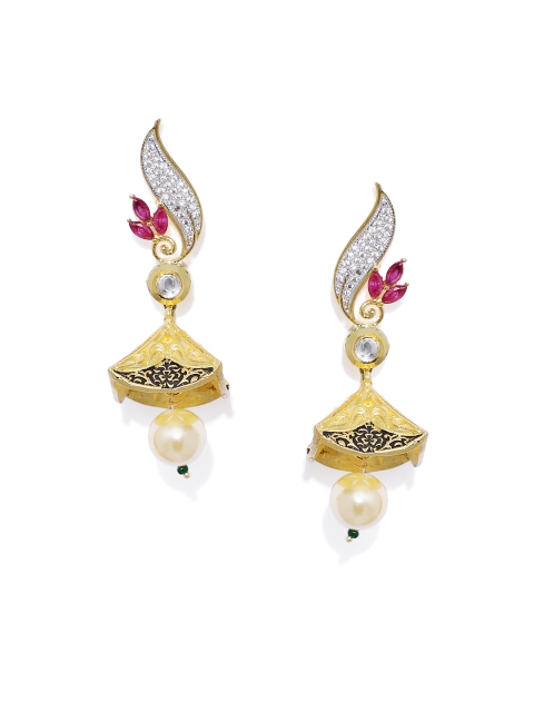 

Alamod Gold-Plated & Pink Classic Drop Earrings