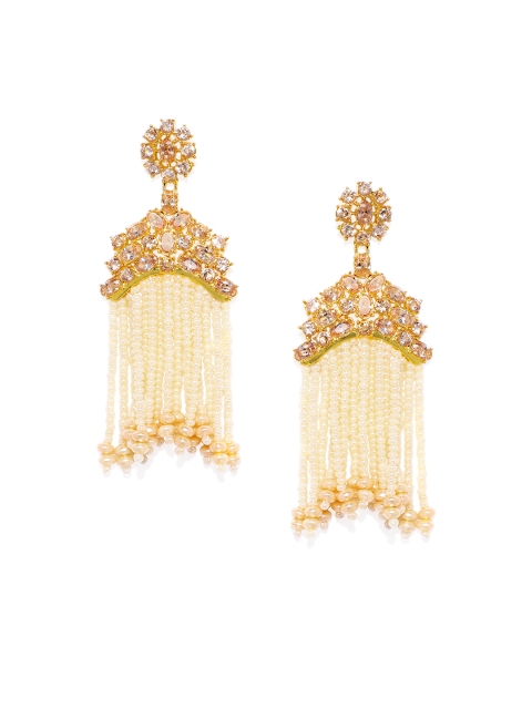 

Alamod Gold-Toned & White Classic Drop Earrings