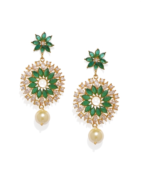 

Alamod Gold-Plated & Green Classic Drop Earrings