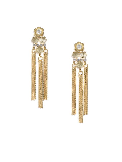

Alamod Gold-Toned & White Contemporary Drop Earrings