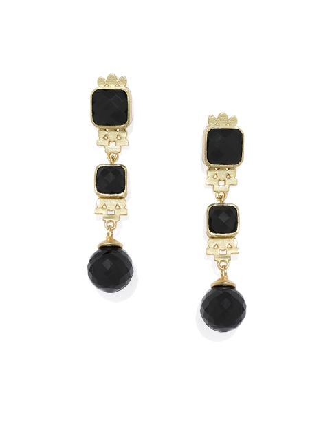 

Alamod Gold-Toned & Black Geometric Drop Earrings