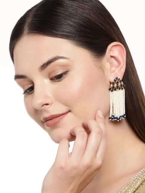 

Alamod Gold-Plated & Blue Classic Drop Earrings