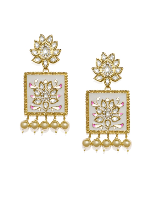 

Alamod Gold-Plated & White Classic Drop Earrings