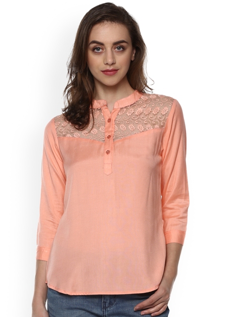 

Mayra Women Pink Self Design A-Line Top