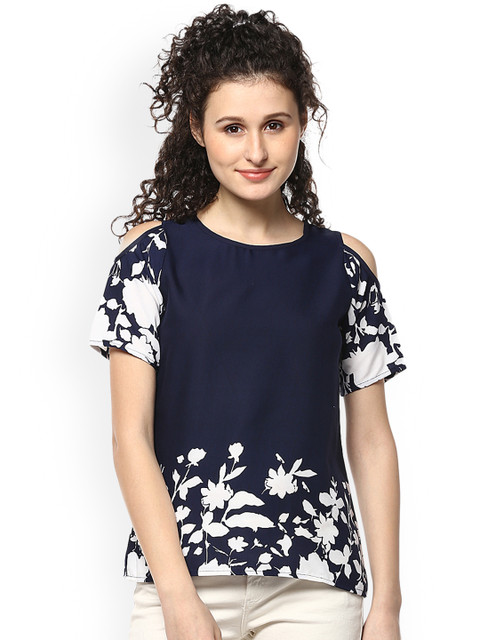 

Mayra Women Navy Blue Printed Top