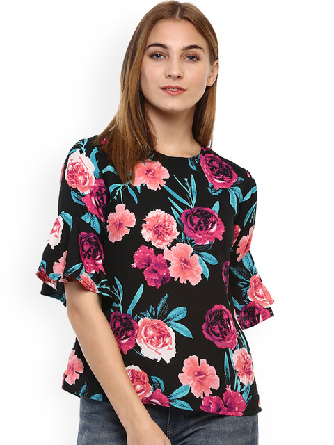 

Mayra Women Black Printed A-Line Top