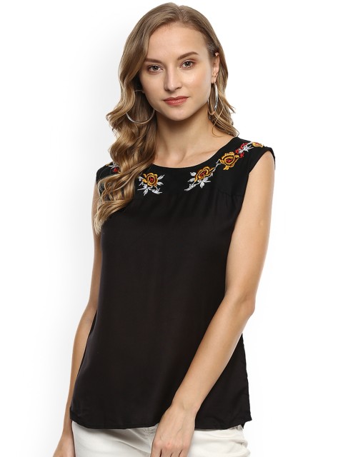 

Mayra Women Black Printed A-Line Top