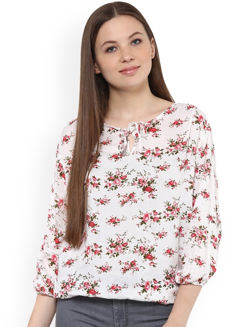 

Mayra Women White Floral Print Top