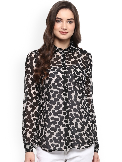 

Mayra Women White & Black Regular Fit Printed Casual Shirt