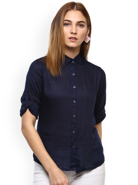 

Mayra Women Navy Blue Regular Fit Solid Casual Shirt