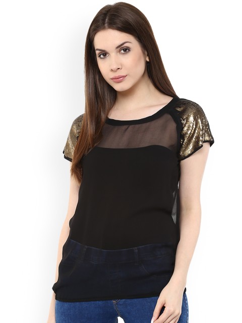 

Mayra Women Black Embellished Top