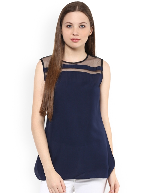 

Mayra Women Navy Blue Solid A-Line Top