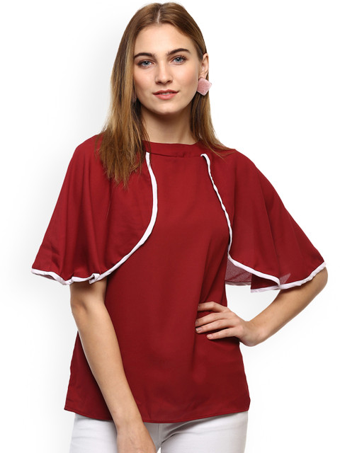 

Mayra Women Maroon Solid A-Line Top