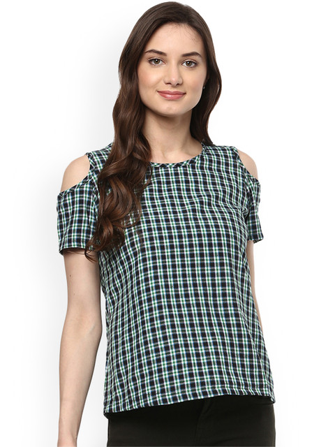 

Mayra Women Blue & White Checked Top