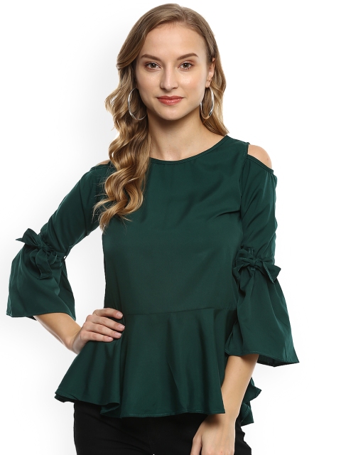 

Mayra Women Green Solid Peplum Top