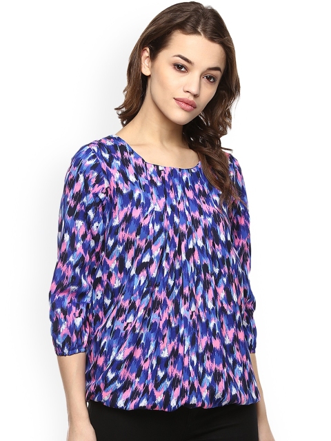 

Mayra Women Blue Printed Blouson Top
