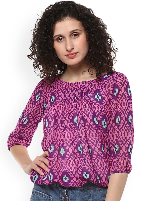 

Mayra Women Purple Printed Blouson Top