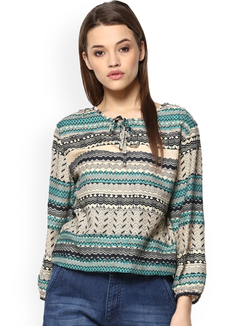 

Mayra Women Beige Printed Blouson Top